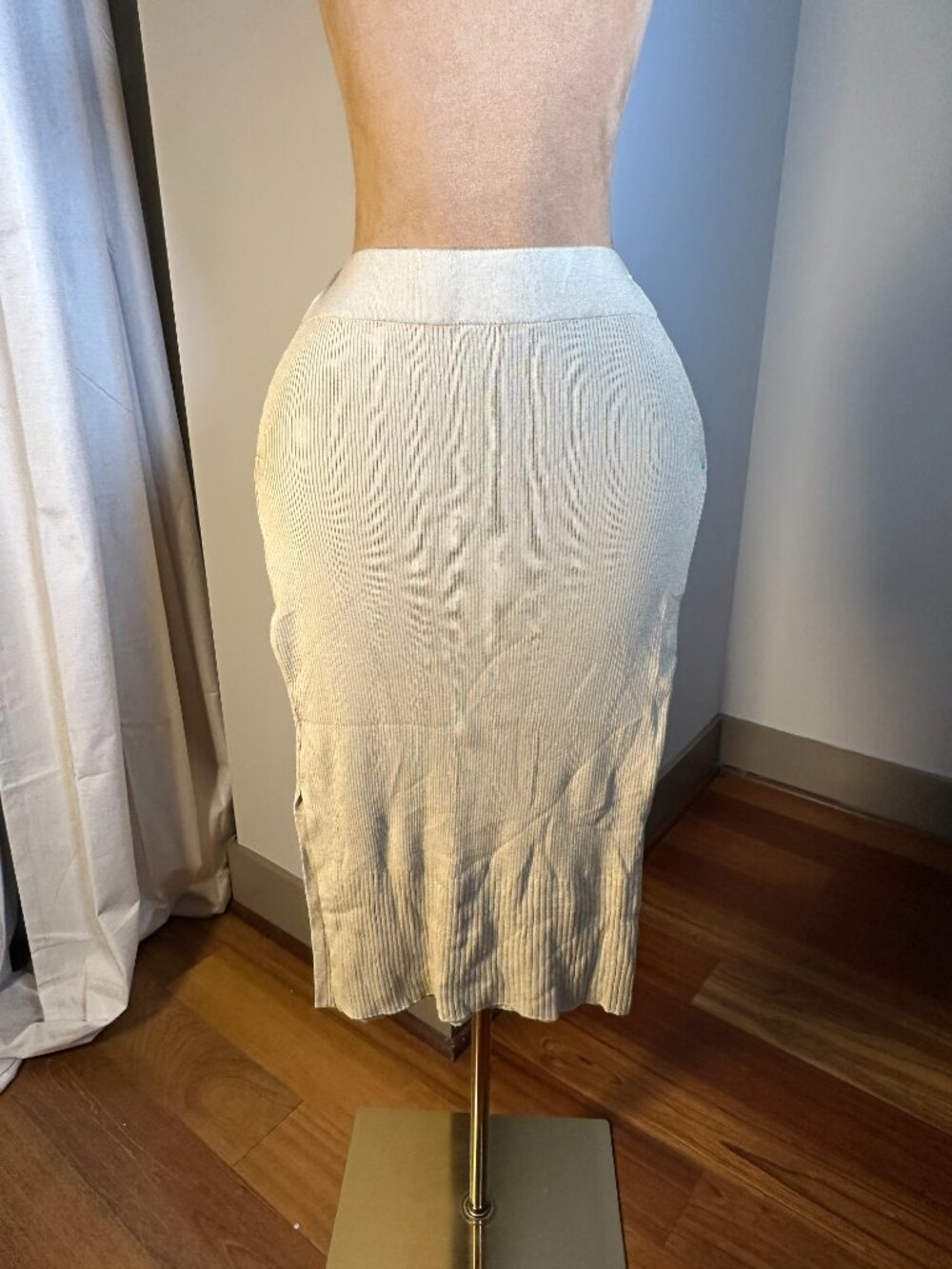Women's Cream and White Skirt